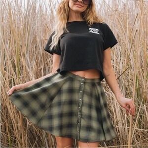 DIXXON Flannel Co Huntress Plaid Flannel Circle Skirt Womens XS Y2K Academia